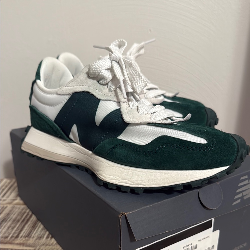 New Balance Green and White Retro Sneakers